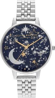 Celestial Navy Sunray Gold And Silver Bracelet Watch Ob16gd64