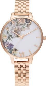 Enchanted Garden Demi Dial Rose Gold Plated Bracelet Watch Ob16eg135
