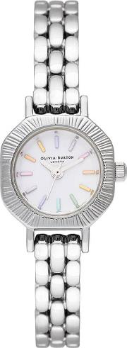 Rainbow White Mini Dial Silver Bracelet Watch Ob16cc52