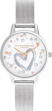 Your Have My Heart Rose Gold And Silver Mesh Strap Watch Ob16lh12