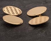 Pre Owned 9ct Yellow Gold Oval Double Cufflinks