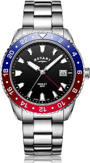 Mens Henley Gmt Stainless Steel Red Blue And Black Dial Bracelet Watch Gb0510830