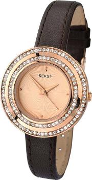 Ladies Brown Leather Strap Watch 2076