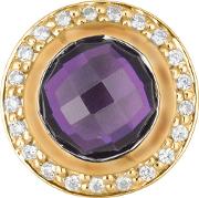 Gold Plated Clear Purple Cubic Zirconia Button Charm 5208888