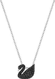 Iconic Swan Small Black Crystal Necklace 5347330