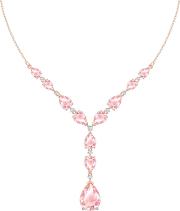 Vintage Pink Crystal Rose Gold Tone Y Necklace 5472610