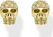 Rebel At Heart Gold Plated Diamond Skull Earrings D H0013 924 39