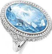 Silver Large Oval Blue Cubic Zirconia Ring Tr2023 644 1 54