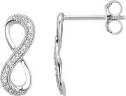 9ct White Gold Beaded Infinity Diamond Stud Earrings De607w