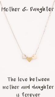 Sentiments Mother And Daughter Multi Tone Heart Charm Necklace 18791