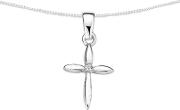 Silver Clear Cz Cross Pendant And Chain P2935c