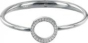 Stainless Steel Open Circle Crystal Hinged Bangle 2780064