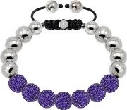 10mm Stainless Steel Violet Crystal Bracelet 020759