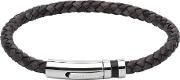 Mens Antique Black Leather And Stainless Steel Braided Bracelet B346abl21cm
