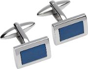Mens Stainless Steel And Blue Ip Oblong Cufflinks Qc 210