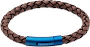Moro Brown Leather & Blue Ip Steel Clasp 21cm Bracelet B451mo21cm