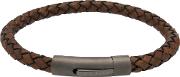Stainless Steel Brown Leather Matte Edge Bracelet B425adb21cm