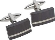 Stainless Steel Carbon Black Oblong Cufflinks Qc 188