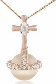Rose Gold Plated Orb Cz Cats Eye Pendant 3083