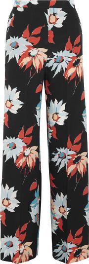 floral print silk wide leg pants black