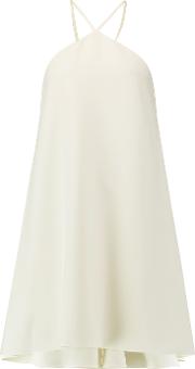 Crepe Halterneck Mini Dress White