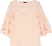 palmira ruffled silk crepe de chine top baby pink