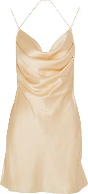 Silk Satin Mini Dress Gold