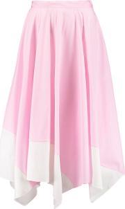 asymmetric two tone cotton blend poplin skirt baby pink