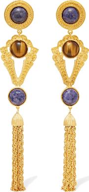 gold tone stone clip earrings 