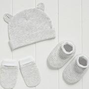 Striped Hat, Mitts & Booties Set 