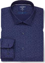 Casual Slim Fit Floral Print Navy Oxford Shirt 