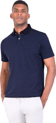 Keaton Blue Navy Stripe Pure Cotton Polo Shirt 