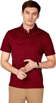 Keaton Burgundy & Navy Stripe Polo Shirt 