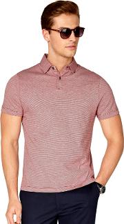 Keaton Red Fine Stripe Polo Shirt 