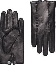 Luxury Italian Leather Black Cashmere Lined Gloves 