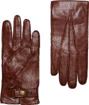 Luxury Textured Leather Tan Cashmere Lined Gloves 