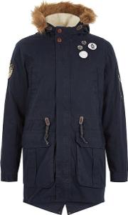 Mens Art Disco Navy 'not All Who Wander Are Lost' Parka 