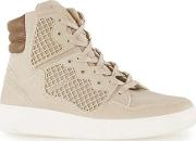 Mens Brown  Nude Faux Leather Hi Tops