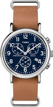 Mens Brown Timex Weekender Oversized Watch 