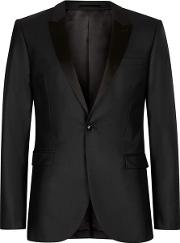 Black Contrast Satin Lapel Skinny Fit Tuxedo Jacket