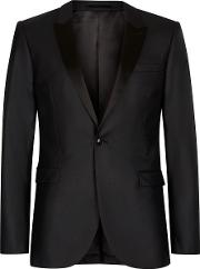 Contrast Satin Lapel Skinny Fit Tuxedo Jacket