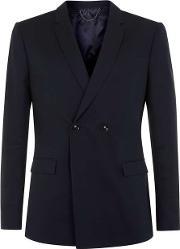 Mens Blue Limited Edition Navy Double Breasted Suit Jacket