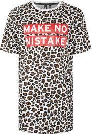 Mens Multi Aaa Leopard Print Make No Mistake Slogan Oversized T Shirt