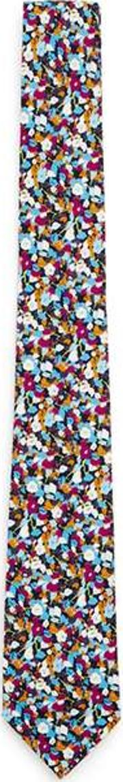 Mens Multicoloured Floral Print Tie