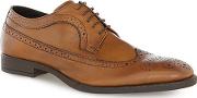 Red  Tan Leather Brogue Shoes