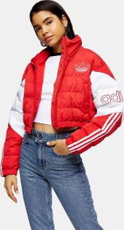Red Cropped Padded Puffer Jacket