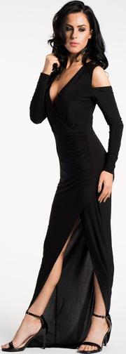 Womens Cold Shoulder Wrap Dress By