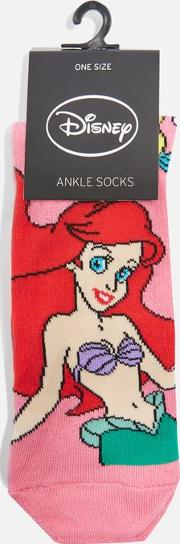 Womens Ariel Sebastian And Flounder Ankle Socks 