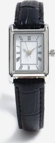 Rectangle Leather Look Strap Watch