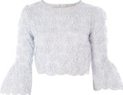 Womens Goose Embroidered Mesh Crop Top By